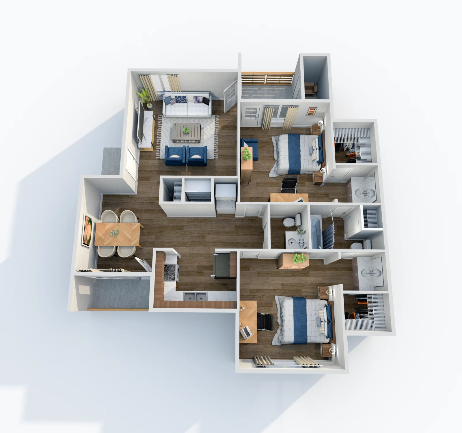 The Preserve at Turtle Creek — floor plan, Plan B1 · 2 bed · 1,008 sq ft